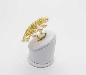 Gold And Silver Pearl Ring
